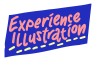 Experience Illustration logo - salmon text on dark blue